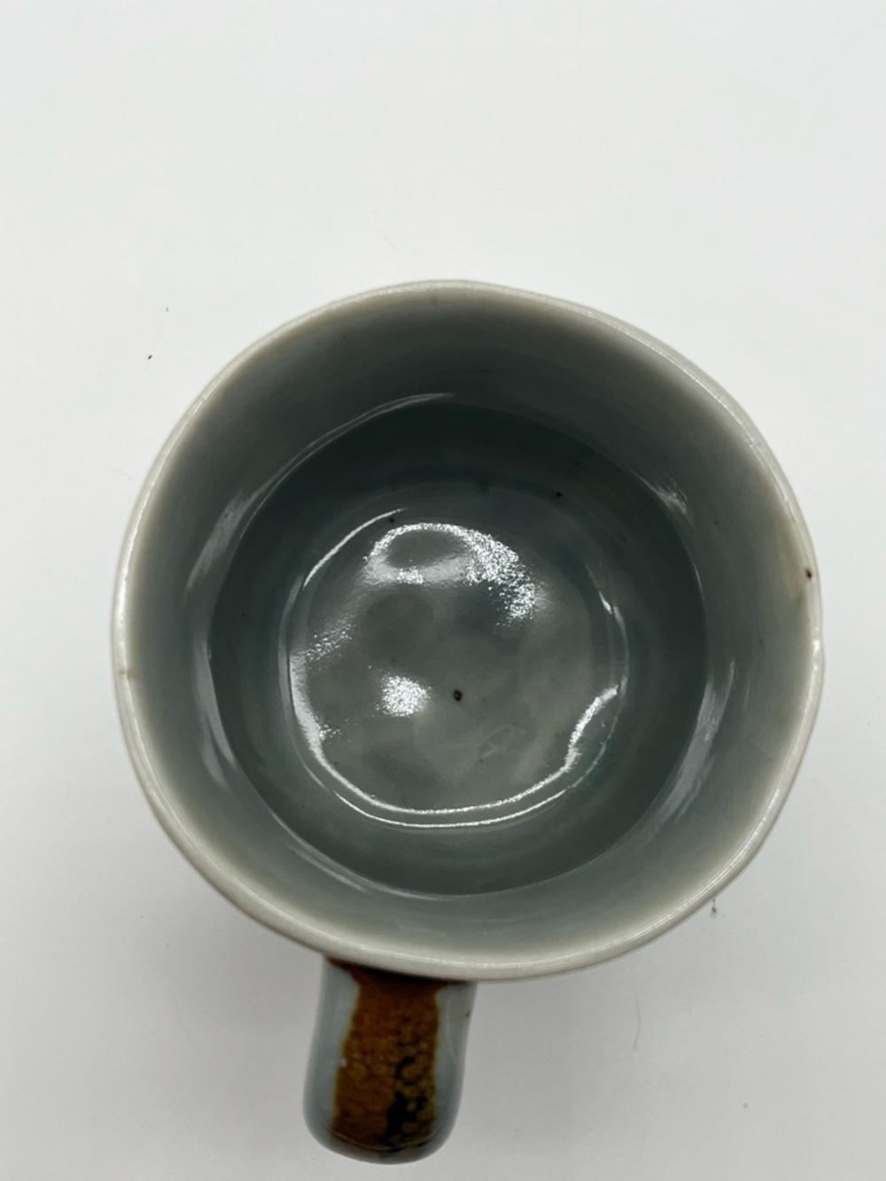 KEN EDWARDS Mexican TONALA POTTERY Stoneware- Flat Cup-Signed-El Palomar Blue Sm - Picture 5 of 8